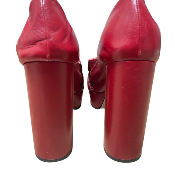 Gucci Marmont Fridge Red Platform High Heels Loafers - Picture 8 of 12